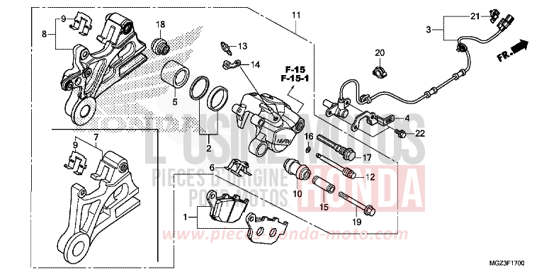 ETRIER DE FREIN ARRIERE de CBR500R SEAL SILVER METALLIC (NHA14) de 2013