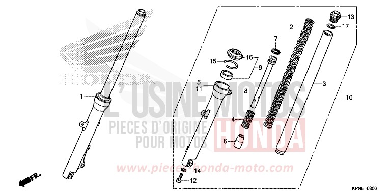 GABEL, VORNE de CBF125 PEARL TWINKLE YELLOW (Y202) de 2015