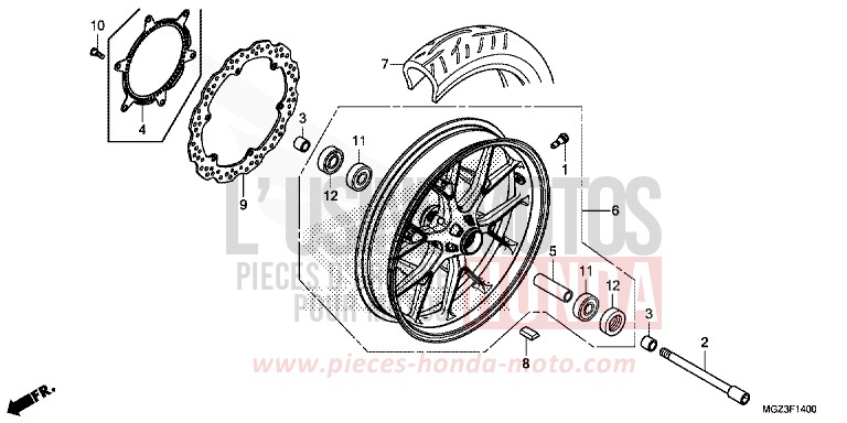 ROUE AVANT de CBR500R ROSS WHITE (NH196) 2014