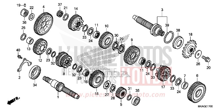 BOITE DE VITESSES (NC750S/SA) de NC750S CANDY CHROMOSPHERE RED (R381) de 2018