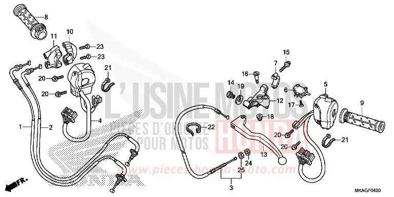 LEVIER DE GUIDON/COMMUTATEUR/CABLE (NC750S/SA) de NC750S CANDY CHROMOSPHERE RED (R381) de 2018