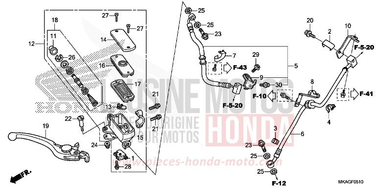 MAITRE-CYLINDRE DE FREIN AVANT CYLINDRE (NC750SA/SD) de NC750S CANDY CHROMOSPHERE RED (R381) de 2018