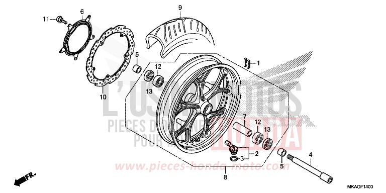 ROUE AVANT de NC750S CANDY CHROMOSPHERE RED (R381) de 2018