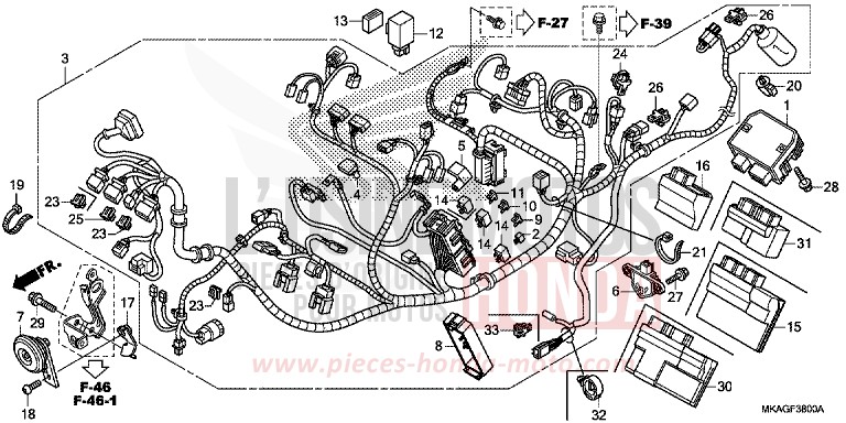 FAISCEAU DES FILS de NC750S CANDY CHROMOSPHERE RED (R381) de 2018