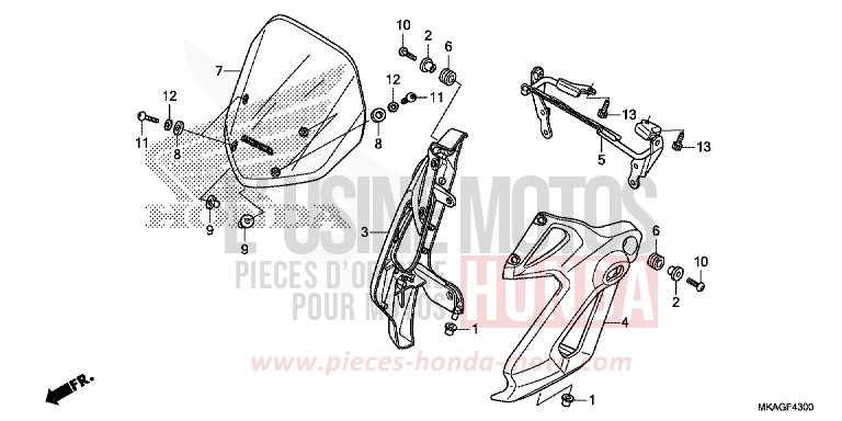 PARE-BRISE de NC750S CANDY CHROMOSPHERE RED (R381) de 2018