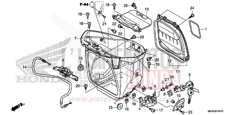 COMPARTIMENT A BAGAGES de NC750S CANDY CHROMOSPHERE RED (R381) de 2018