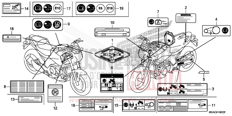 ETIQUETTE DE PRECAUTIONS de NC750S CANDY CHROMOSPHERE RED (R381) de 2018