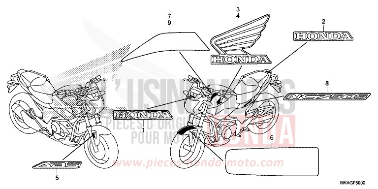 MARQUE/RAYURE de NC750S CANDY CHROMOSPHERE RED (R381) de 2018