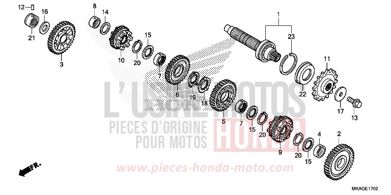 BOITE DE VITESSES (ARBRE INTERMEDIAIRE) (NC750SD) de NC750S GRAPHITE BLACK (NHB01K) 2016