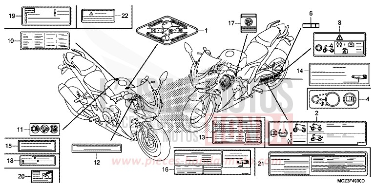 ETIQUETTE DE PRECAUTIONS de CBR500R ROSS WHITE (NH196) 2014