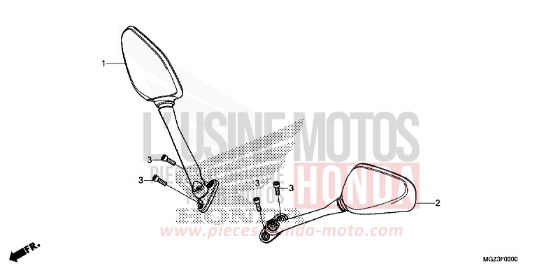 MIROIR de CBR500R GRAPHITE BLACK (NHB01) 2014