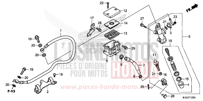 REAR BRAKE MASTER CYLINDER (NC750S) de NC750S CANDY ARCADIAN RED (R305) 2014