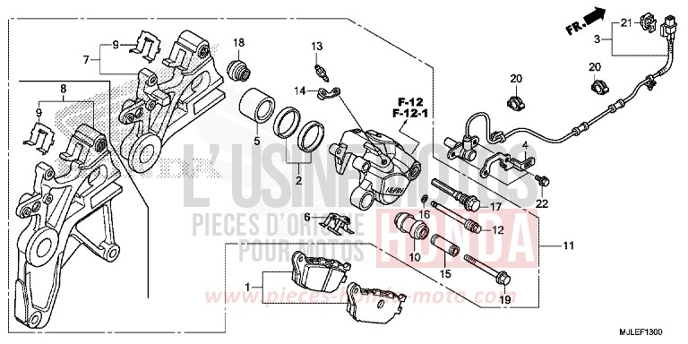 HINTERRAD-BREMSSATTEL de NC750S CANDY ARCADIAN RED (R305) de 2014