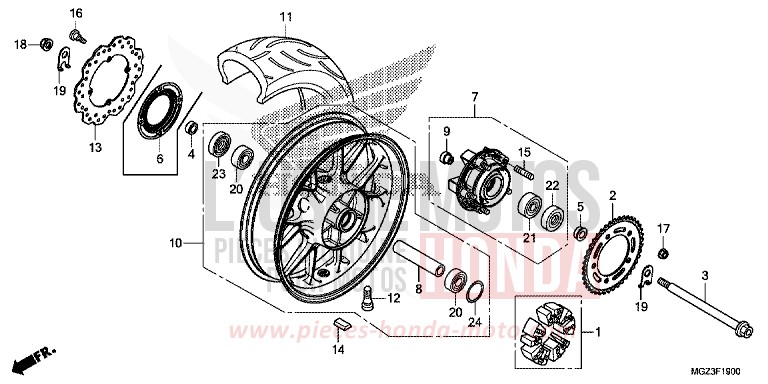 ROUE ARRIERE de CBR500R GRAPHITE BLACK (NHB01) de 2014
