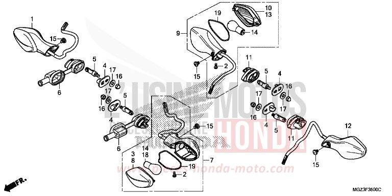 CLIGNOTANT de CBR500R GRAPHITE BLACK (NHB01) 2014