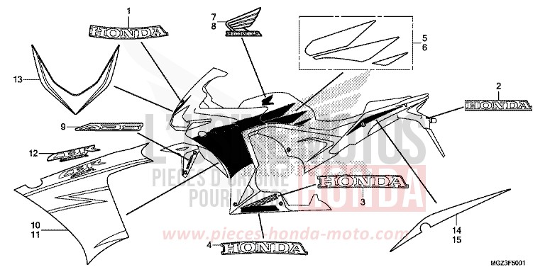 MARQUE/RAYURE (CBR500RE/RF/RAE/RAF) (SAUF CH) de CBR500R GRAPHITE BLACK (NHB01) 2014