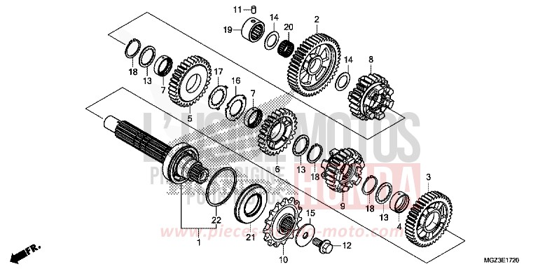 BOITE DE VITESSES (ARBRE INTERMEDIAIRE) de CBR500R SEAL SILVER METALLIC (NHA14) 2014