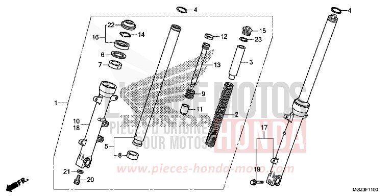 FOURCHETTE AVANT de CBR500R SEAL SILVER METALLIC (NHA14) 2014