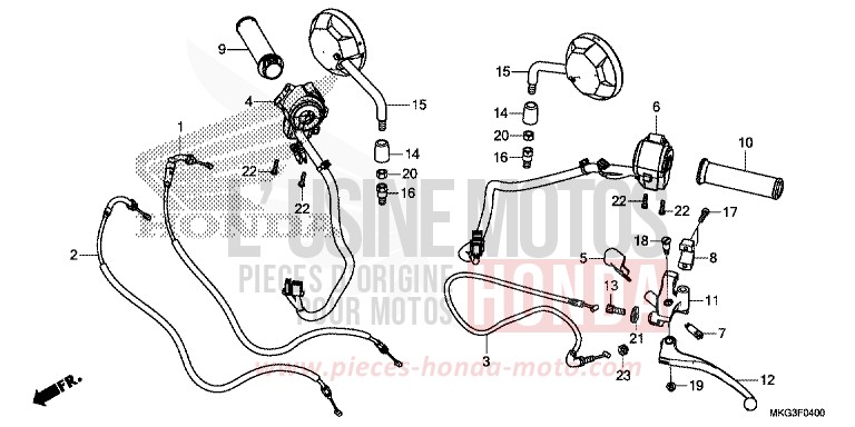 LEVIER DE GUIDON/COMMUTATEUR/CABLE/MIROIR de REBEL GRAPHITE BLACK (NHB01) 2019