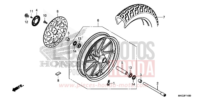 ROUE AVANT de REBEL MILLENNIUM RED (R263) 2019