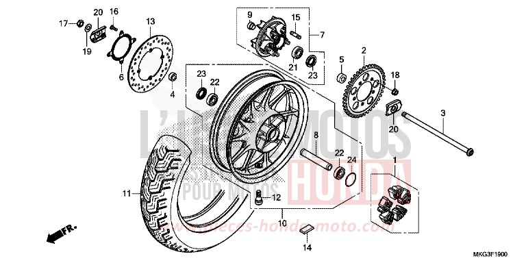 ROUE ARRIERE de REBEL PEARL CADET GRAY (NHB95) 2019