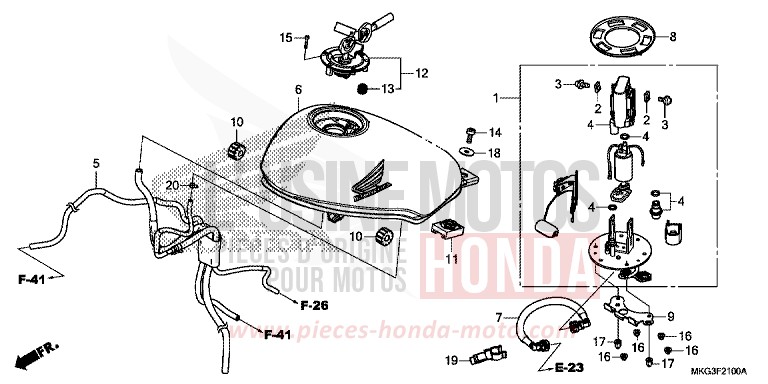 RESERVOIR A CARBURANT/POMPE A CARBURANT de REBEL PEARL CADET GRAY (NHB95) 2019