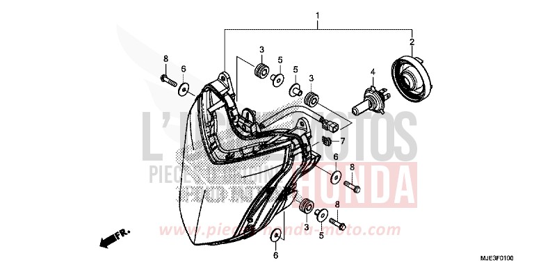 PROJECTEUR (1) de CBR650F MAT GUNPOWDER BLACK METALLIC (NH436K) 2016