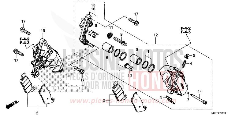 ETRIER DE FREIN AVANT (2) de CBR650F MILLENNIUM RED (R263) de 2017