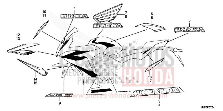 MARQUE (5) de CBR650F MILLENNIUM RED (R263) de 2017
