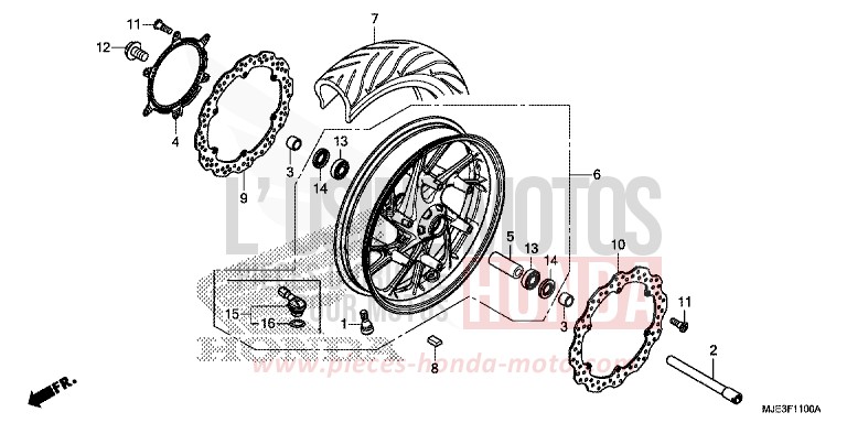 ROUE AVANT de CBR650F MAT GUNPOWDER BLACK METALLIC (NH436) 2017