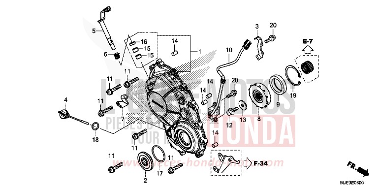 PANNEAU CARTER-MOTEUR D. de CBR650F PEARL METALLOID WHITE (NHA96) 2017