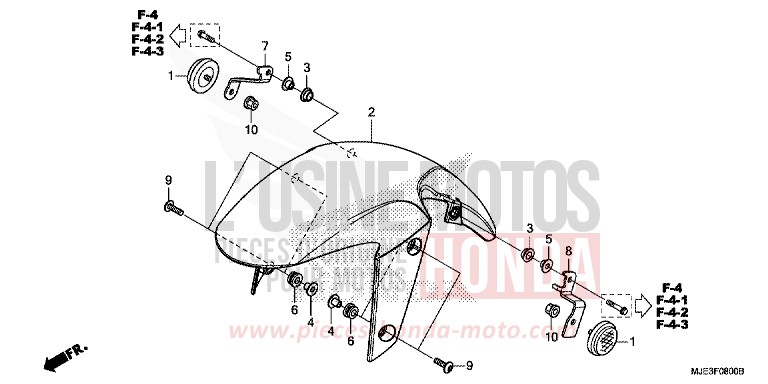 AILE AVANT de CBR650F PEARL METALLOID WHITE (NHA96) de 2017