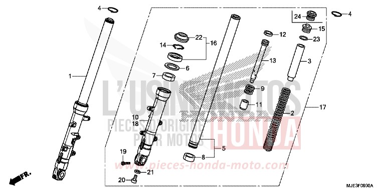 FOURCHETTE AVANT de CBR650F PEARL METALLOID WHITE (NHA96) 2017