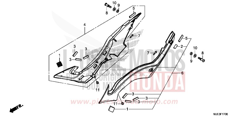 COUVERCLE LATERAL de CBR650F SWORD SILVER METALLIC (NHA95) de 2017