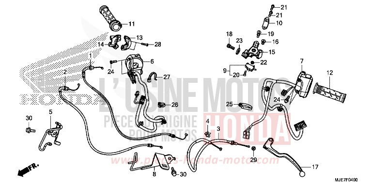 LEVIER DE GUIDON/COMMUTATEUR/CABLE de CBR650F GRAND PRIX RED (R380) 2018
