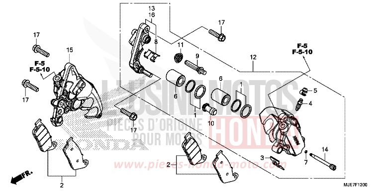 ETRIER DE FREIN AVANT de CBR650F GRAND PRIX RED (R380) de 2018