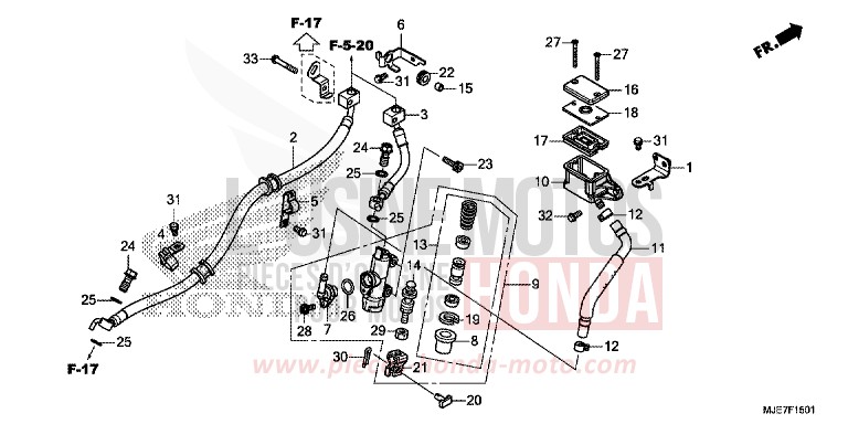 REAR BRAKE MASTER CYLINDER (CBR650FA) de CBR650F GRAND PRIX RED (R380) 2018