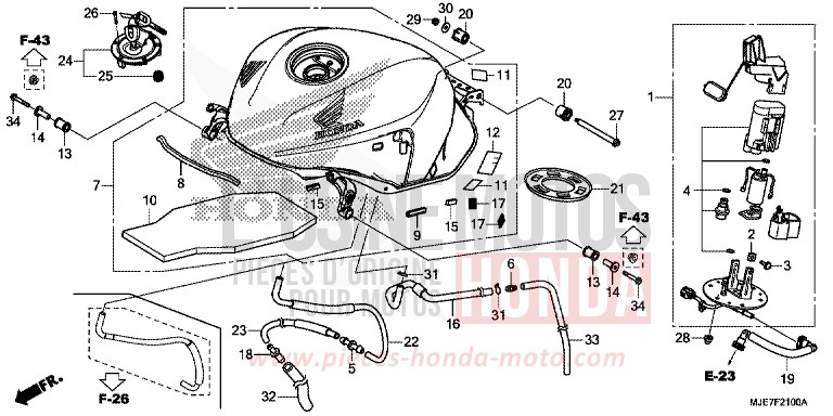 RESERVOIR A CARBURANT de CBR650F GRAND PRIX RED (R380) 2018
