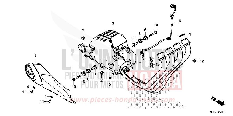 SILENCIEUX D'ECHAPPEMENT de CBR650F GRAND PRIX RED (R380) 2018