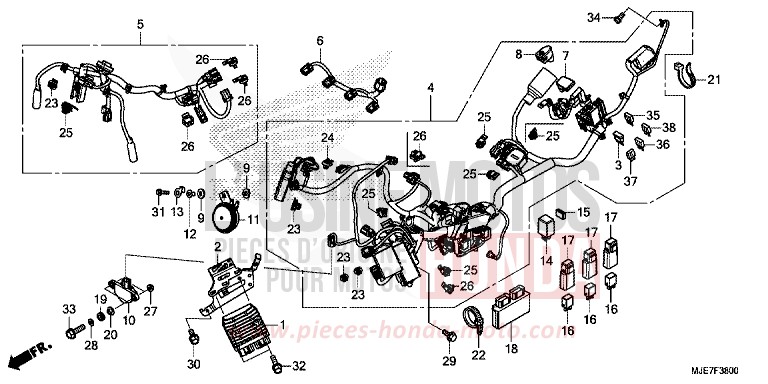 FAISCEAU DES FILS de CBR650F GRAND PRIX RED (R380) 2018