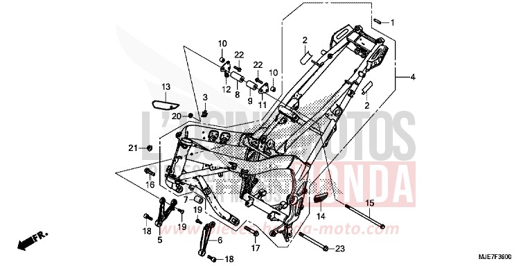 CARROSSERIE DE CHASSIS de CBR650F GRAND PRIX RED (R380) 2018