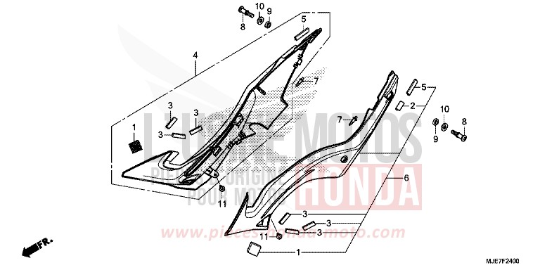 COUVERCLE LATERAL de CBR650F MAT GUNPOWDER BLACK METALLIC (NH436) de 2018