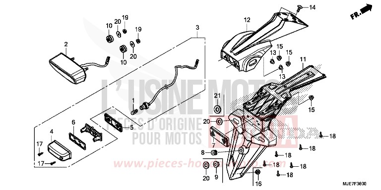 FEU ARRIERE de CBR650F MAT GUNPOWDER BLACK METALLIC (NH436) 2018