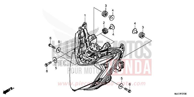 PROJECTEUR de CBR650F PEARL METALLOID WHITE (NHA96) de 2018