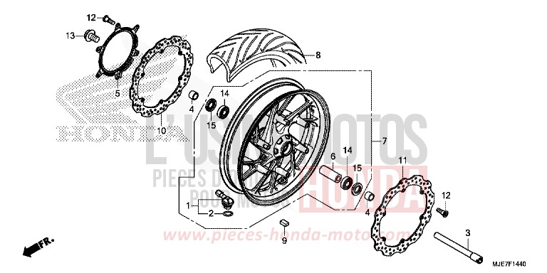 ROUE AVANT de CBR650F PEARL METALLOID WHITE (NHA96) de 2018