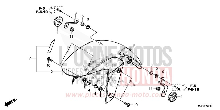 AILE AVANT de CBR650F SWORD SILVER METALLIC (NHA95) de 2018