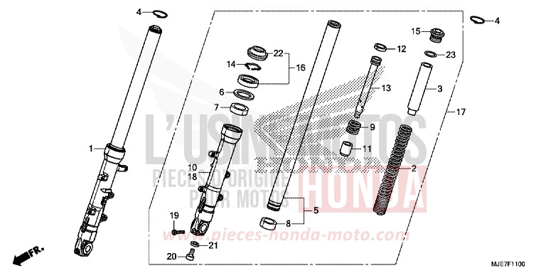 FOURCHETTE AVANT de CBR650F SWORD SILVER METALLIC (NHA95) 2018