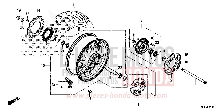 ROUE ARRIERE de CBR650F SWORD SILVER METALLIC (NHA95) 2018