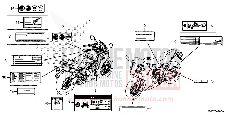 ETIQUETTE DE PRECAUTIONS de CBR650F SWORD SILVER METALLIC (NHA95) 2018