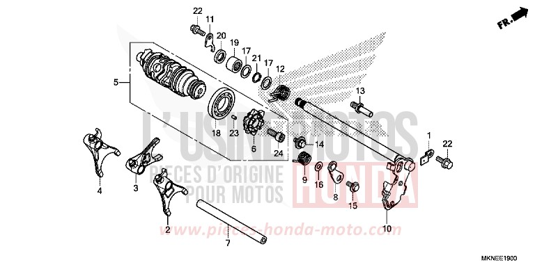 BARILLET DE SELECTION de CBR650R GRAND PRIX RED (R380) 2019